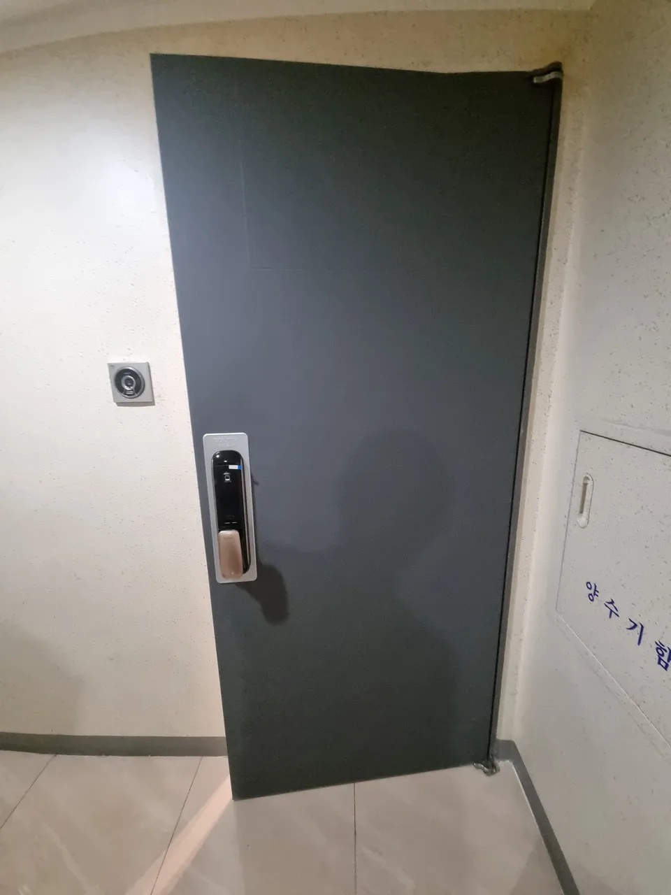 현관문필름시공 후 차콜 무광 마감